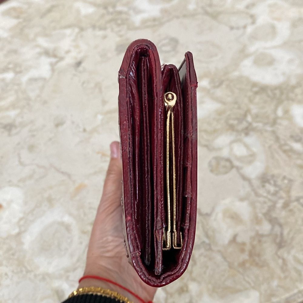 NEW! Vintage Eel Skin Large Wallet Burgundy Red - Picture 8 of 13